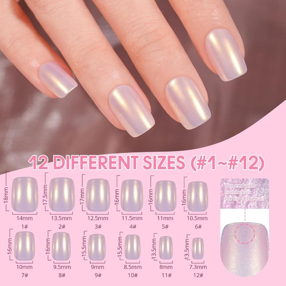 120 Glazed Chrome Short Square Nail Set - Picture 4 of 8